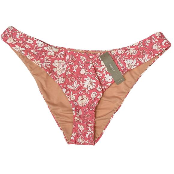 2/$15 NWT J. Crew Curved-Waist Cheeky Bikini Bottom Pink Floral High-Cut Size L - Picture 2 of 9
